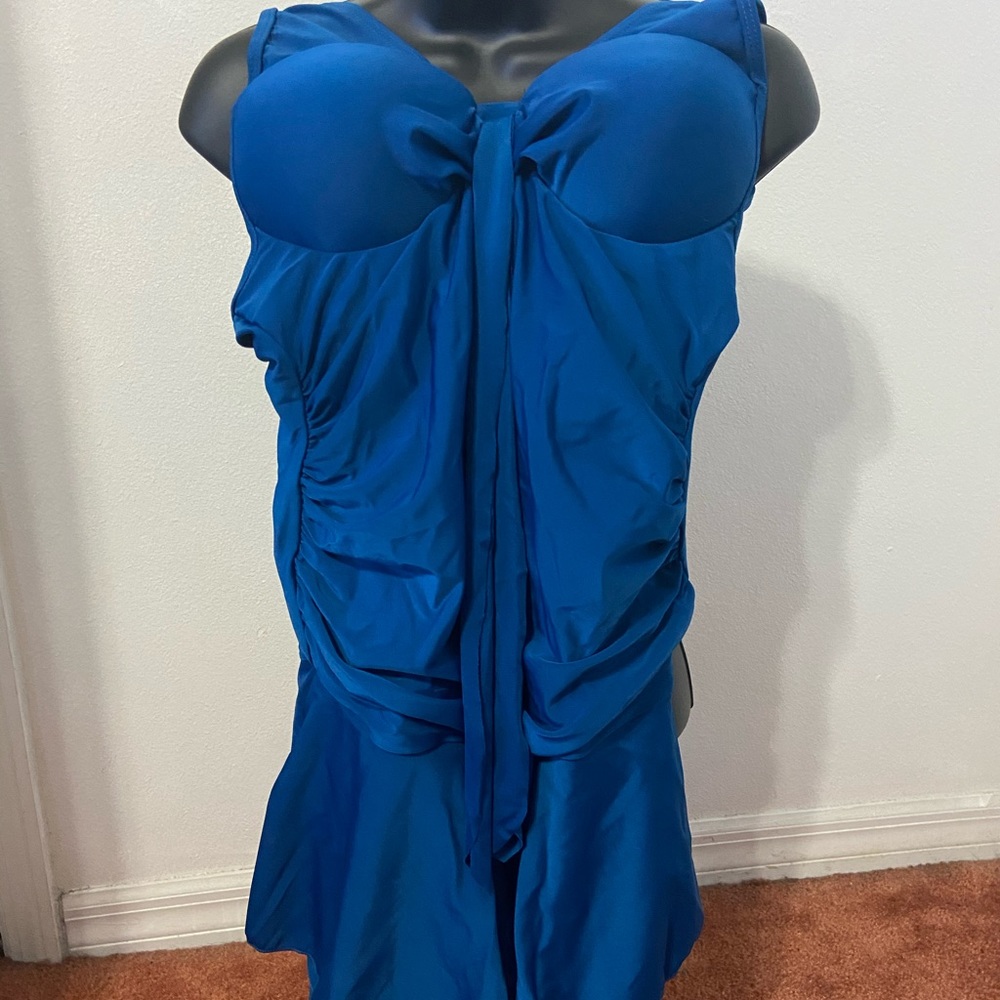 Women’s Blue One Piece Swimsuit with Shorts — Size Marked XXL fits like L